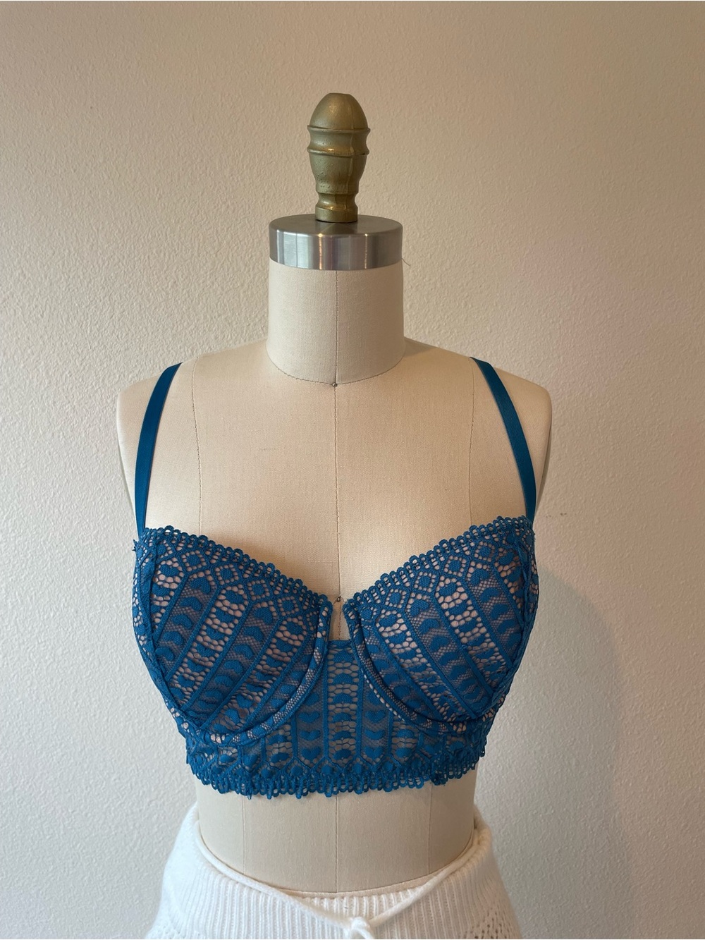 Adore Me Teal Lace Longline Bra